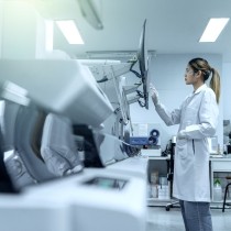 female scientist at work in biotech lab