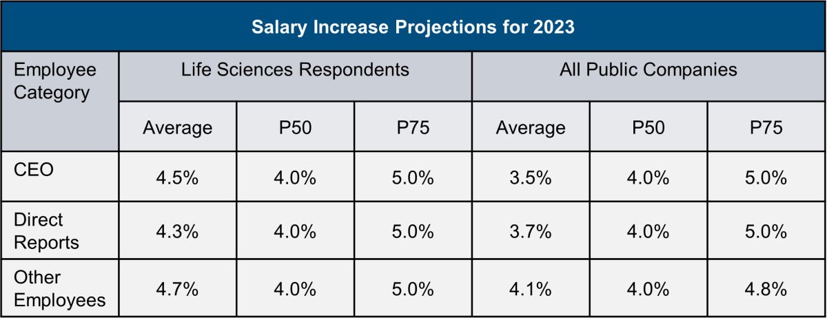 salary increase projections for 2023 chart