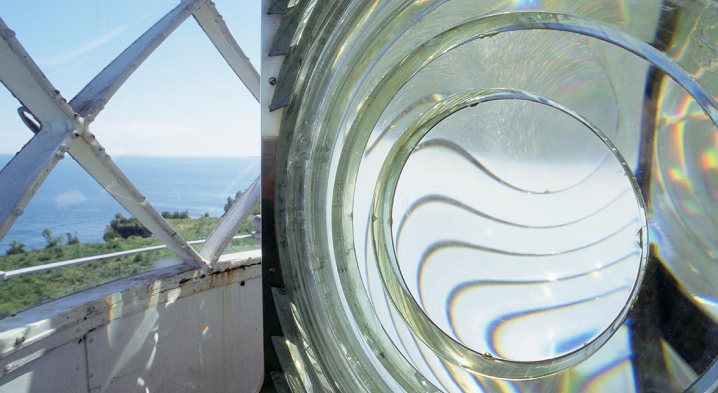 closeup of lighthouse lens