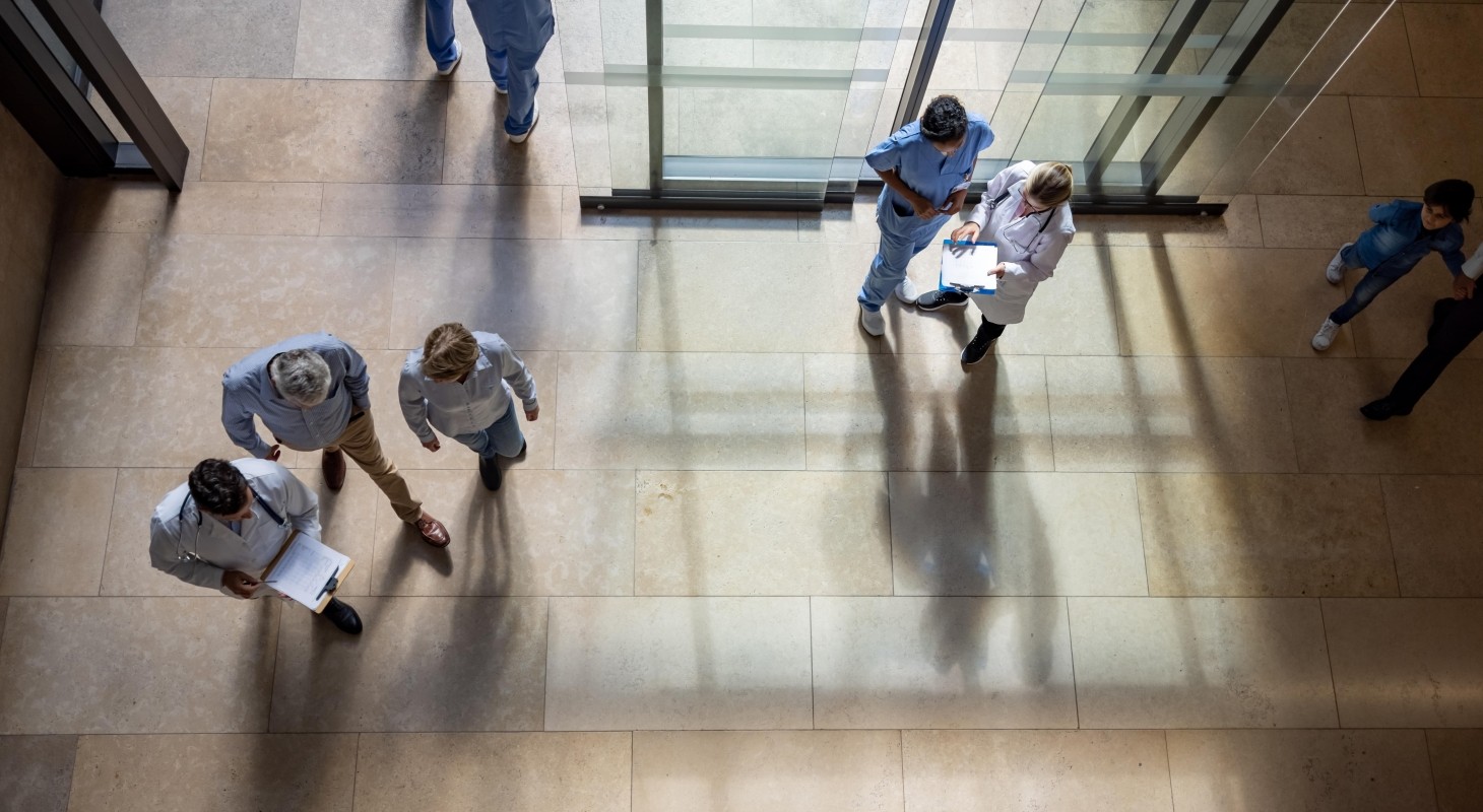 patients and doctors coming in the hospital