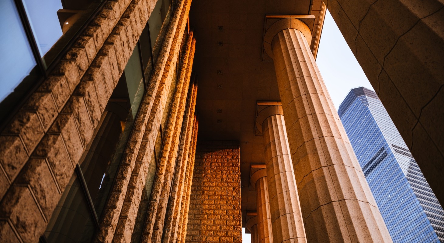 low angle view of classical arch