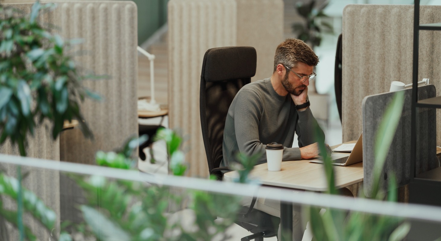 modern businessman working in contemporary office space