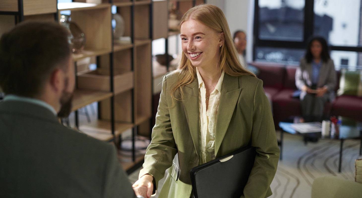 job candidate arriving for interview