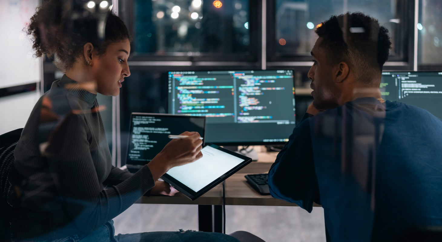 two software developers in modern office