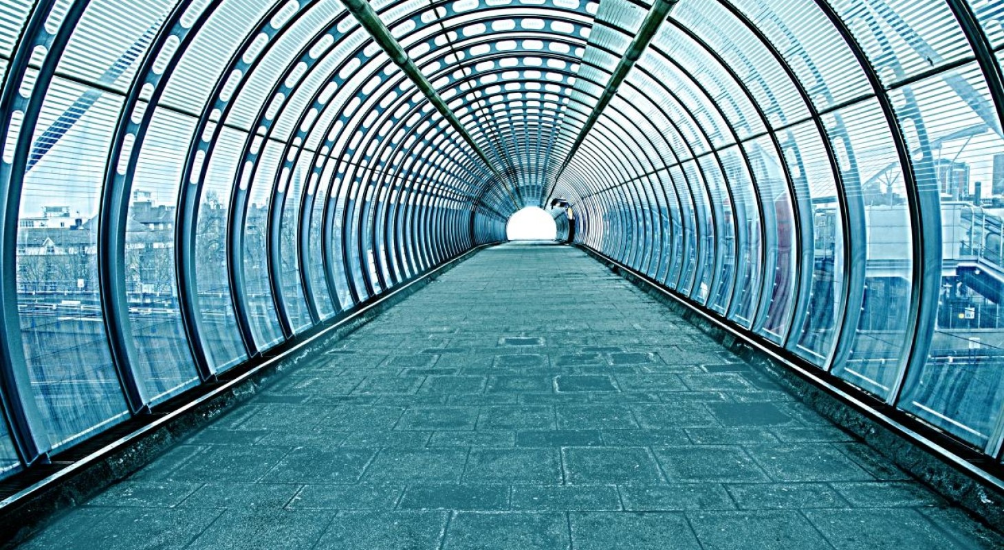 long-blue-glass-tunnel