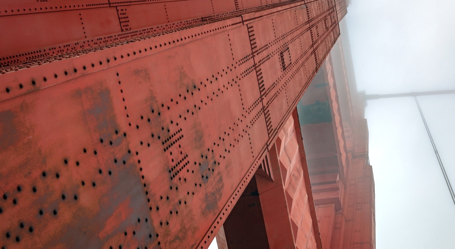 extreme closeup of rivets on golden gate bridge