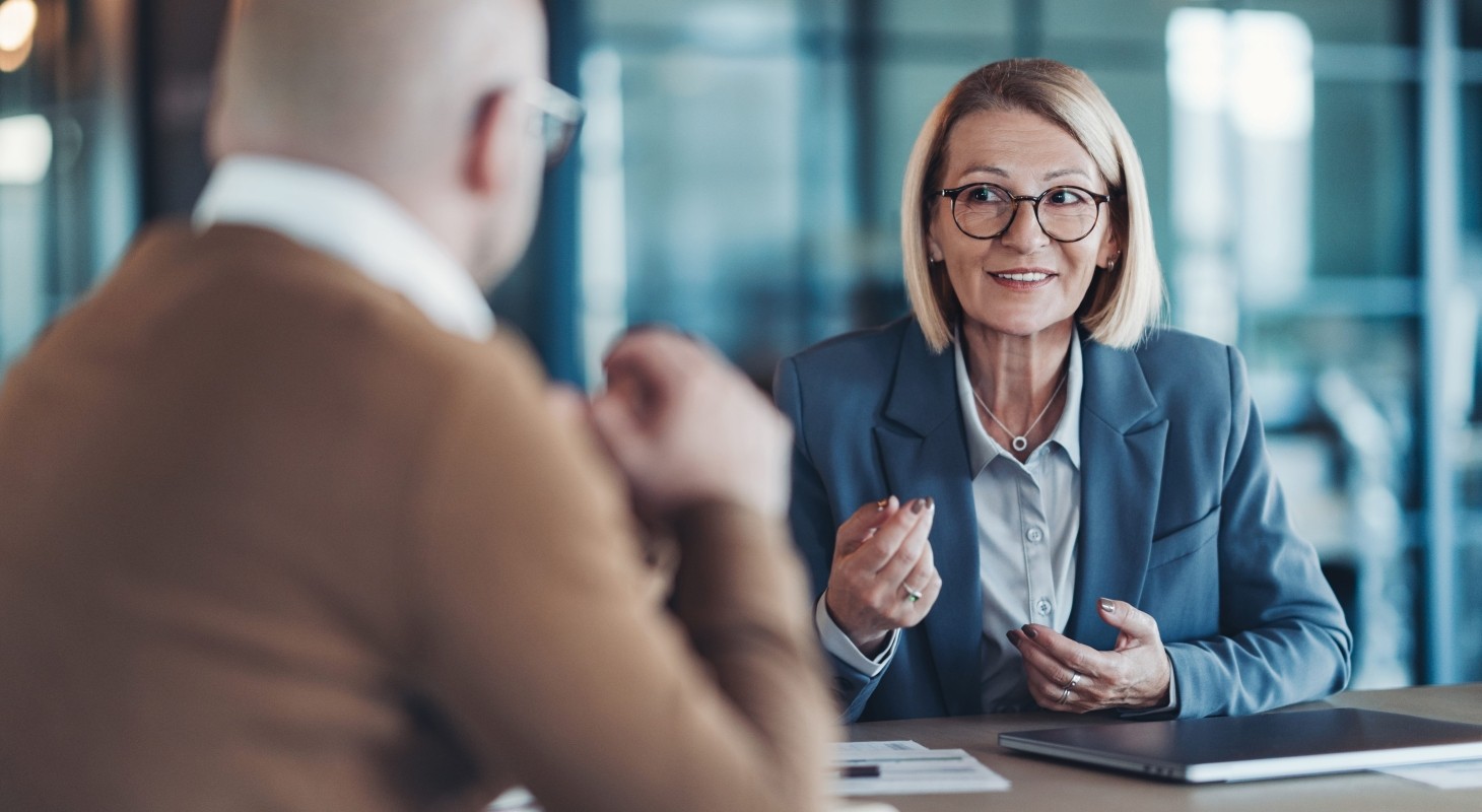 businesswoman talking during a meeting