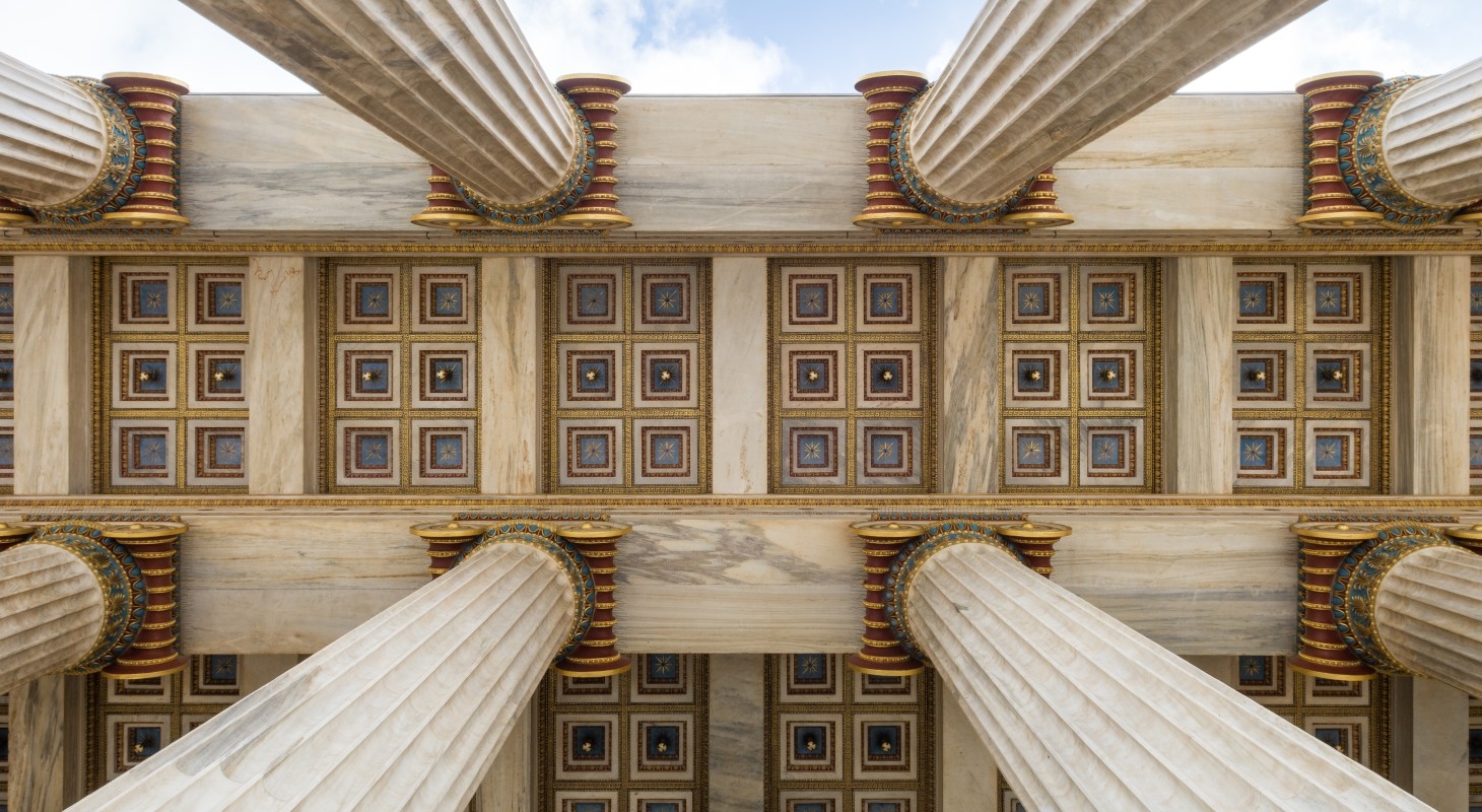 low angle view of greek columns