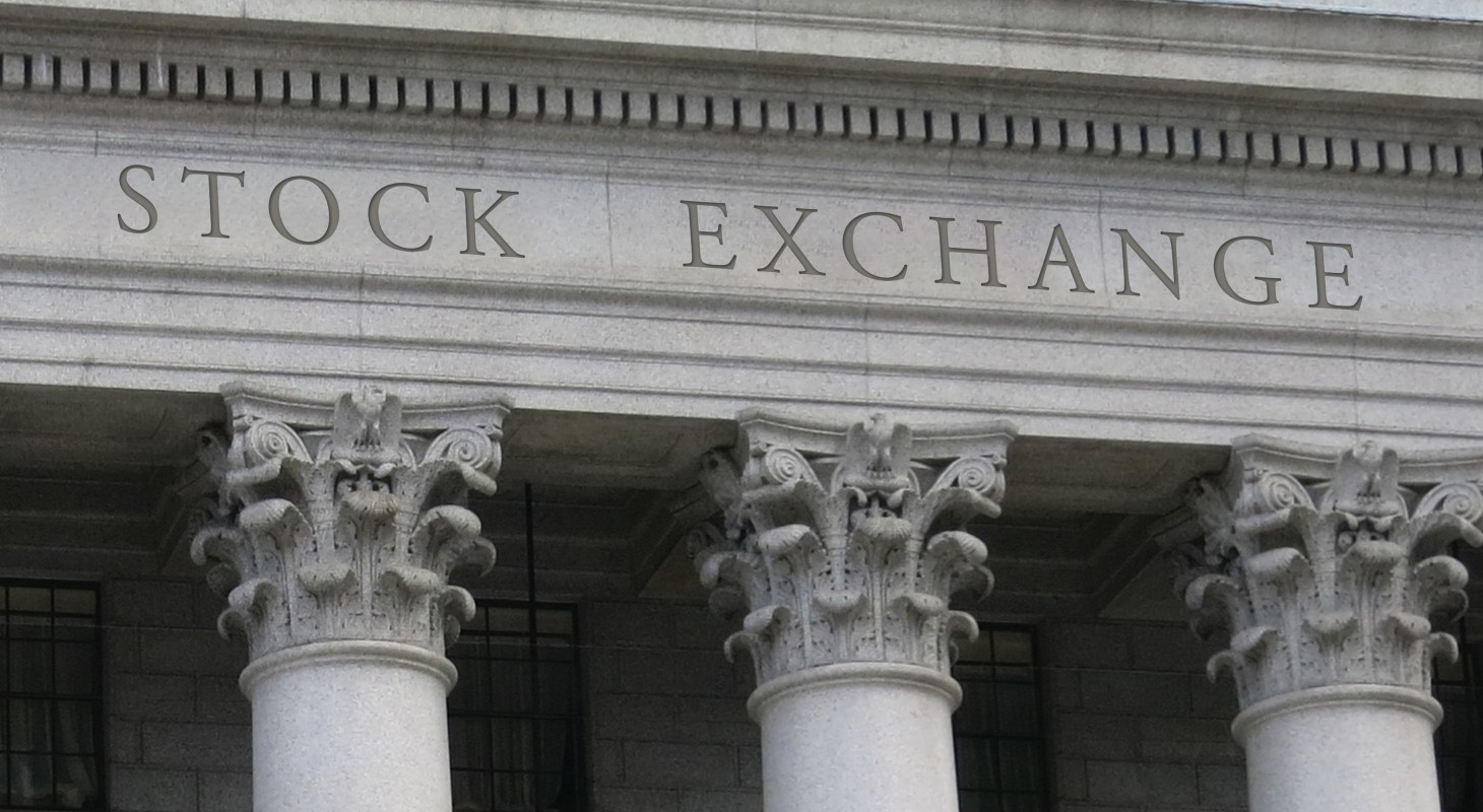 black and white image of nyse building columns