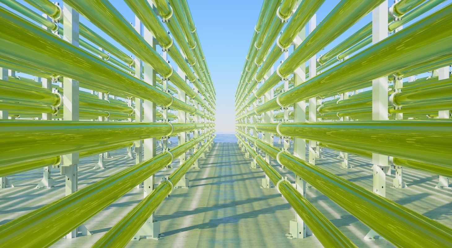green tubular algae bioreactors producing biofuel