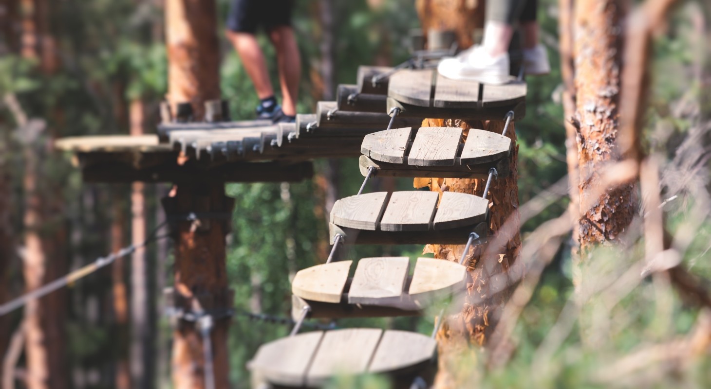 close-up of outdoor ropes course