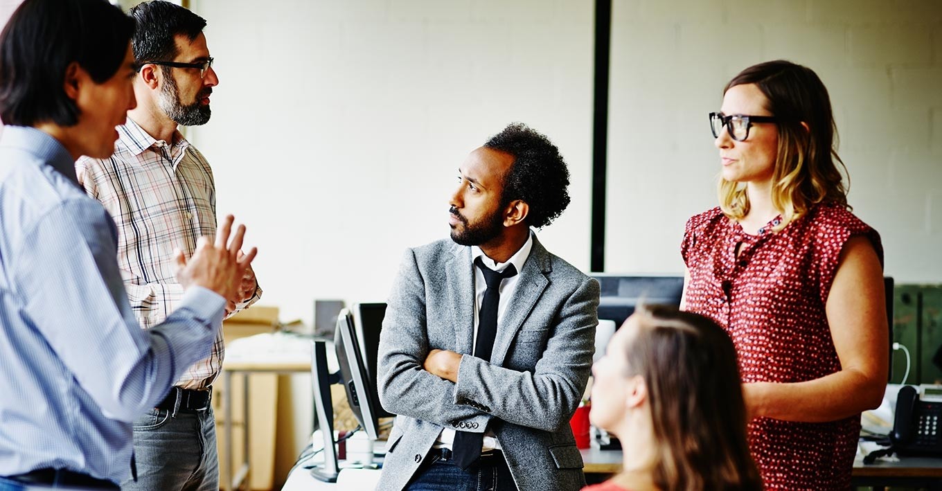 people on a meeting talking to each other