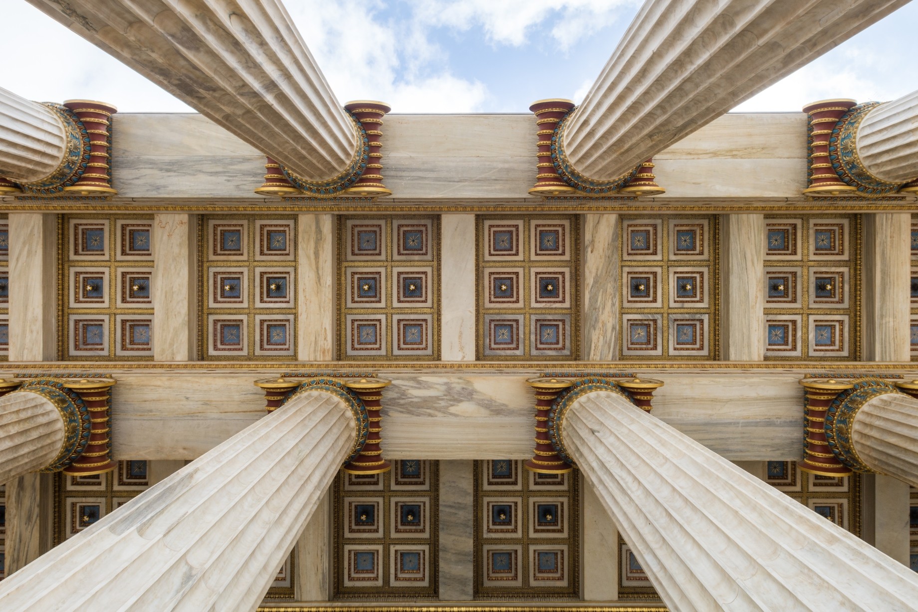 low angle view of greek columns