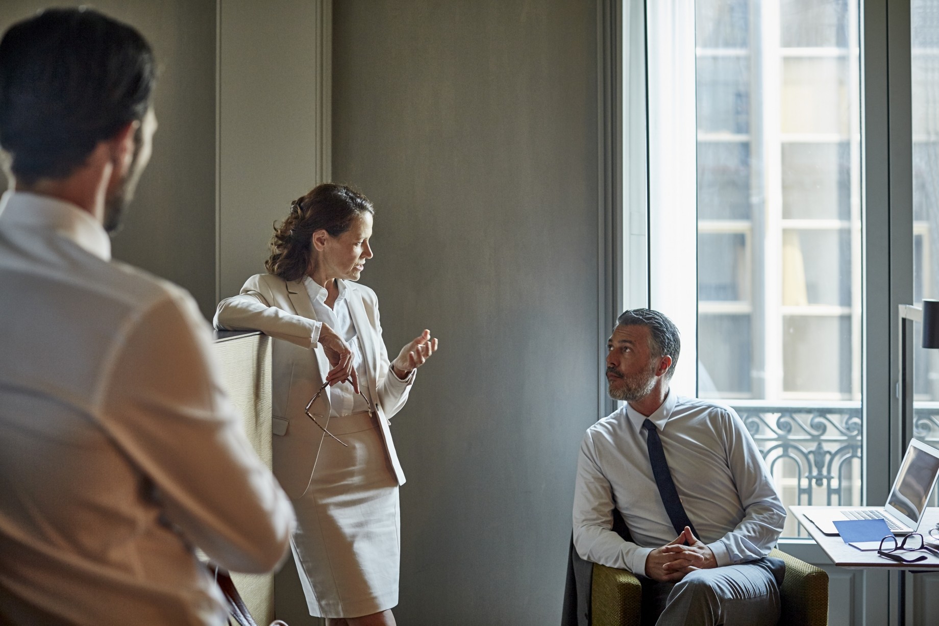 business people discussing during meeting at hotel