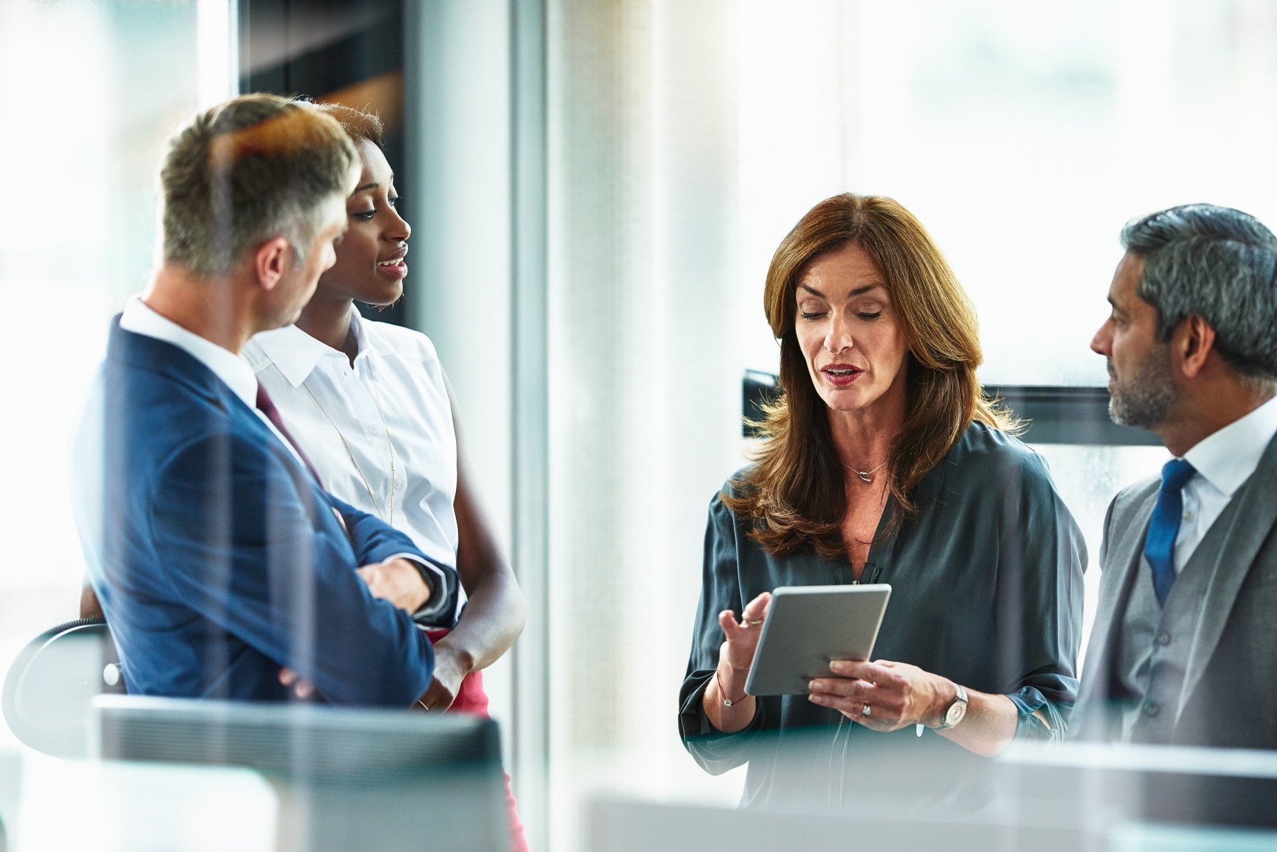 business colleagues discuss project in a meeting