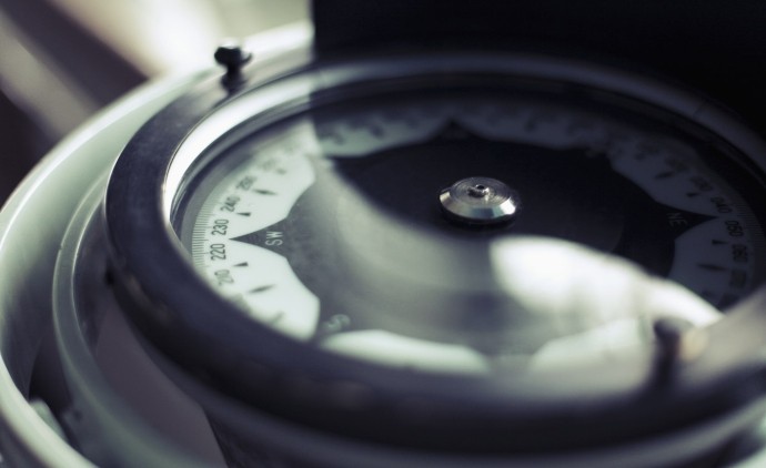 close up of compass