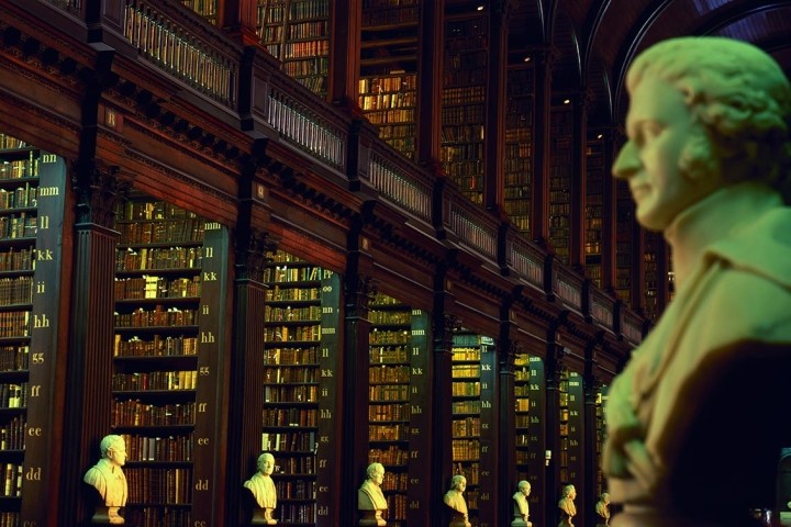 bust statue in trinity college library