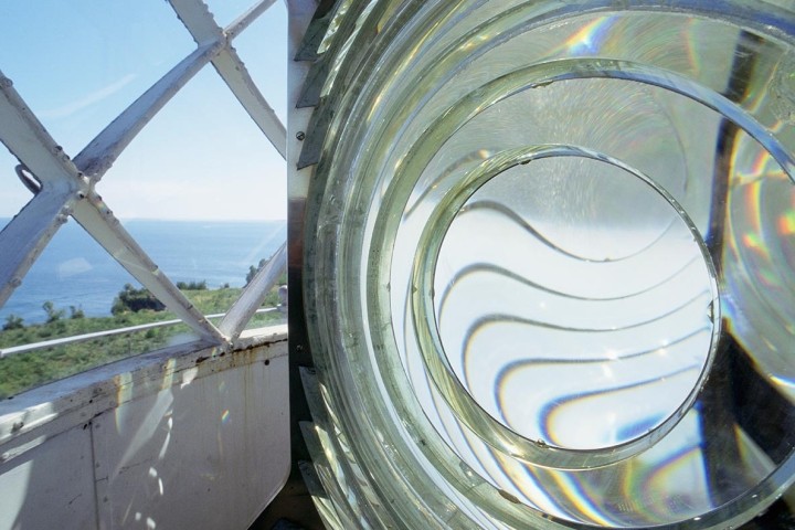 closeup of lighthouse lens