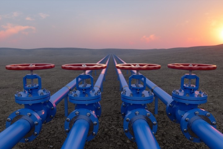 oil and gas transportation with blue gas lines