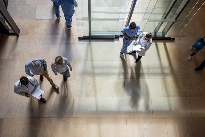 patients and doctors coming in the hospital