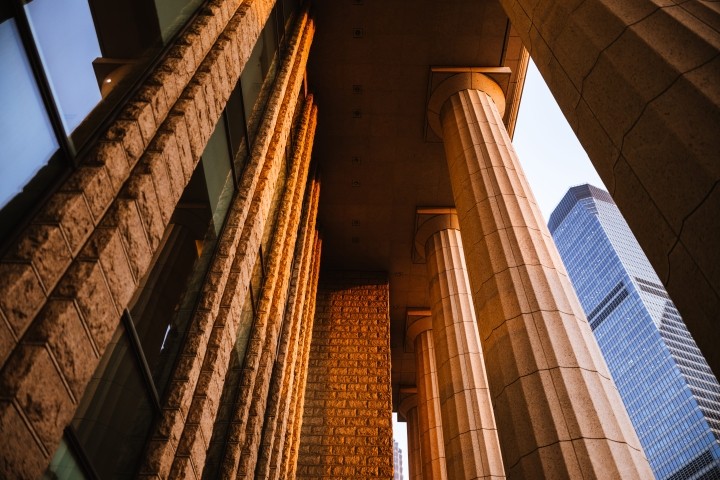 low angle view of classical arch