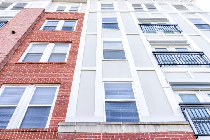 close-up exterior view of apartment windows