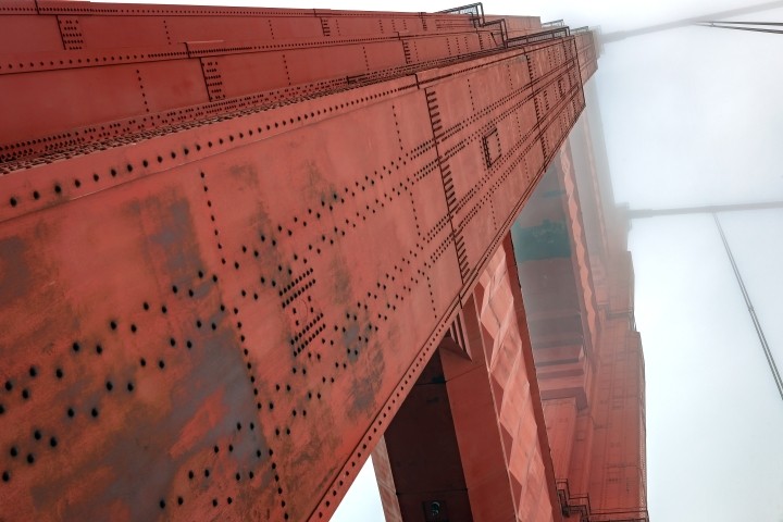 extreme closeup of rivets on golden gate bridge