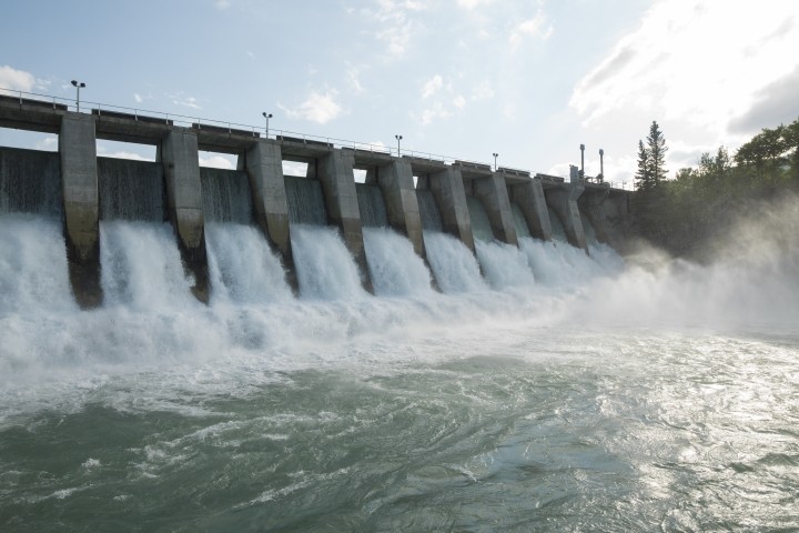 hydroelectric dam during spring runoff