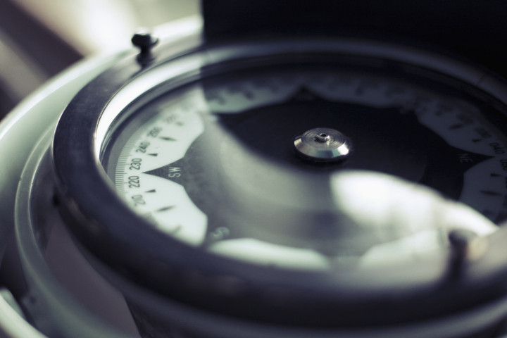 close up of compass