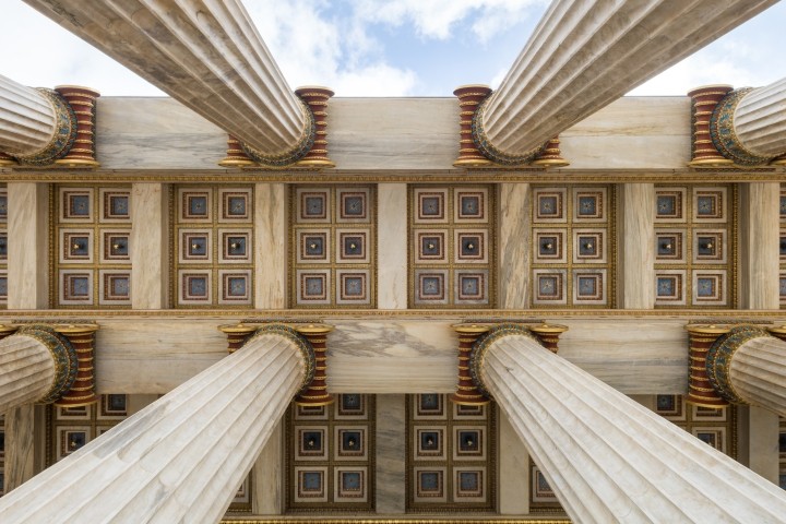 low angle view of greek columns