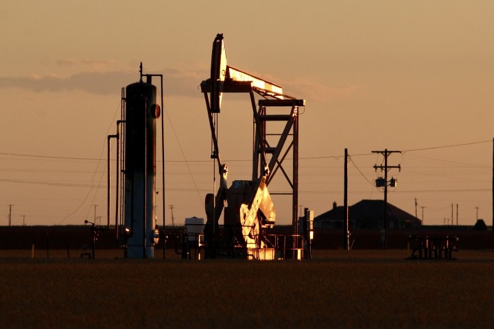 sun reflecting off pump jack