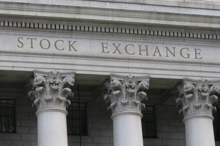 black and white image of nyse building columns