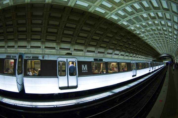 fisheye view of DC train platform