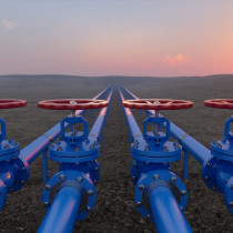 oil and gas transportation with blue gas lines