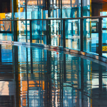 modern corridor with reflection in glass