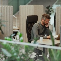 modern businessman working in contemporary office space