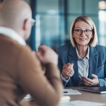 businesswoman talking during a meeting