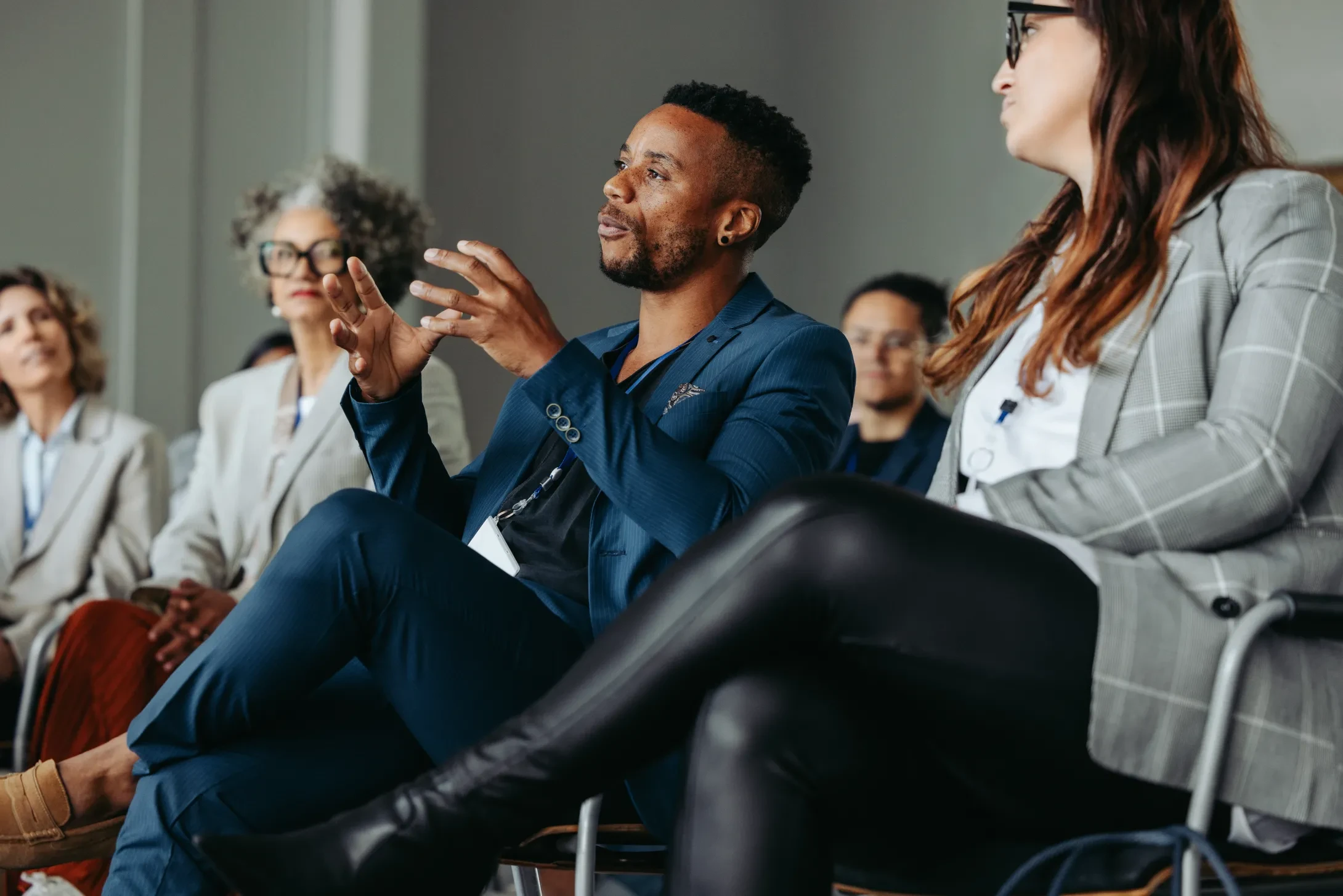 black businessman speaking at a workshop