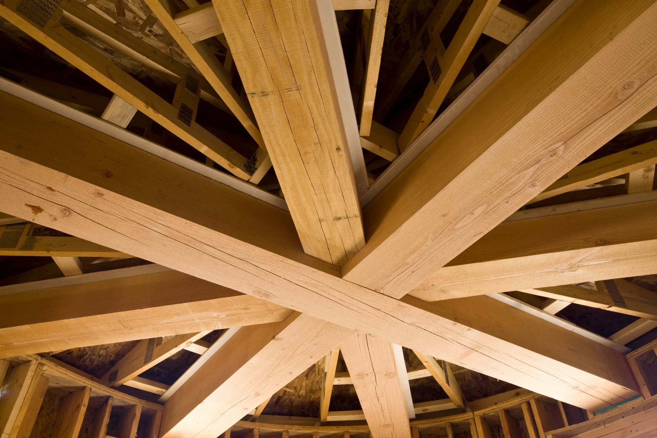 wooden beams under construction