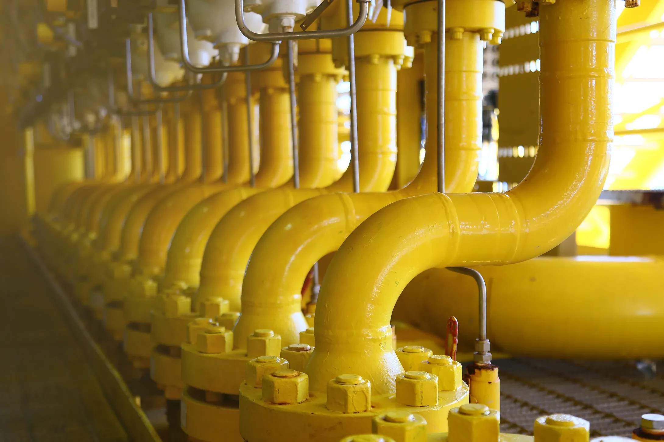 pipelines on oil and gas platform for production